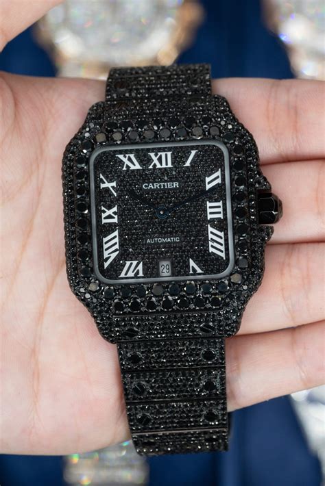 black cartier diamond watch|cartier women's watch with diamonds.